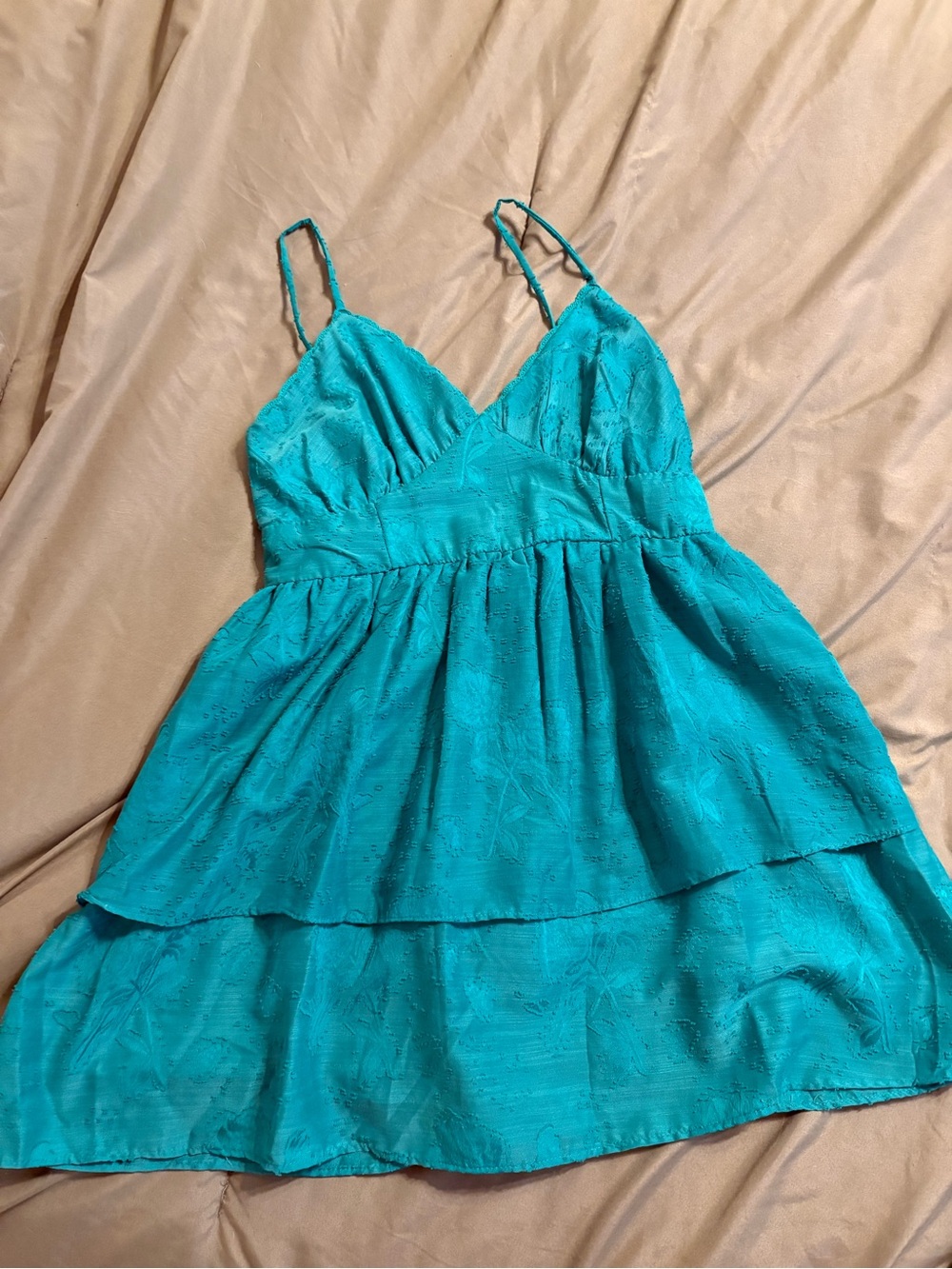 Teal Tiered Spaghetti Strap Sundress